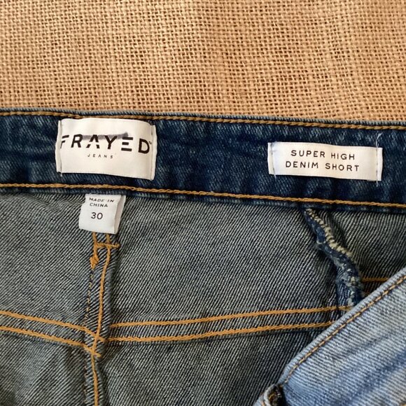 Frayed Shorts Size 30 Jean Super‎ High-Waisted Denim Shorts Raw Hem - Picture 2 of 6